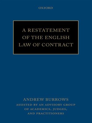 cover image of A Restatement of the English Law of Contract